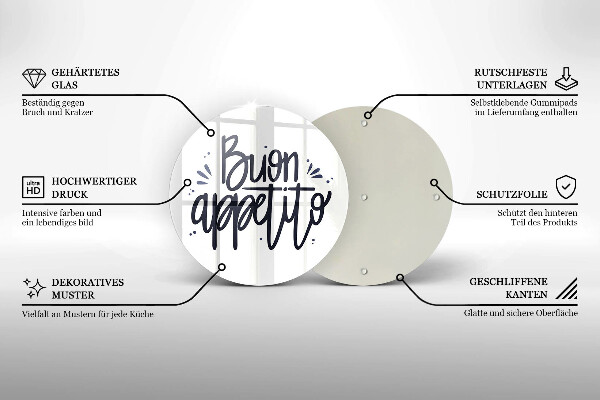Üveg vágódeszka Buon Appetito