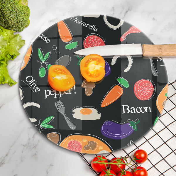 Üveg vágódeszka Élelmiszer illusztráció