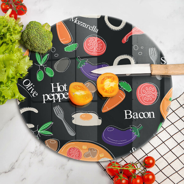 Üveg vágódeszka Élelmiszer illusztráció