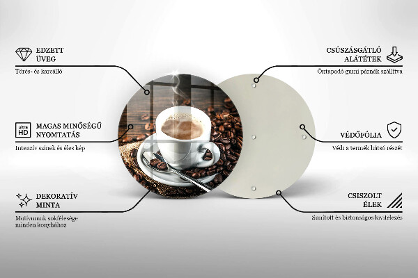 Üveg vágódeszka Csésze és kávébab