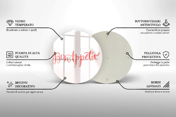 Üveg vágódeszka Bon Appetit konyha jele