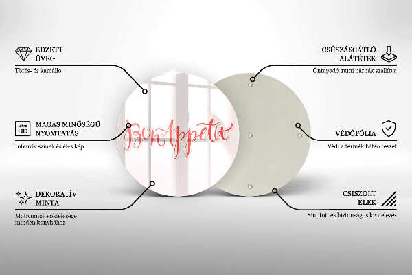Üveg vágódeszka Bon Appetit konyha jele