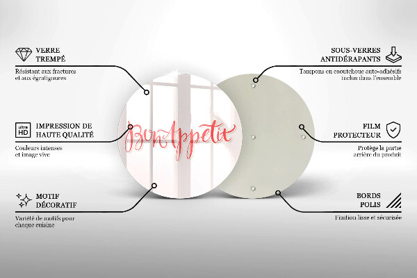 Üveg vágódeszka Bon Appetit konyha jele