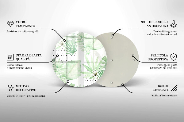 Üveg vágódeszka Akvarell levelek