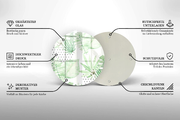 Üveg vágódeszka Akvarell levelek