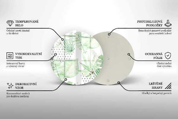 Üveg vágódeszka Akvarell levelek