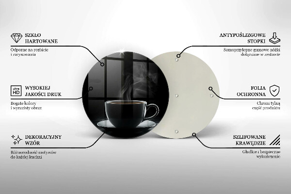 Üveg vágódeszka Forró csésze kávé