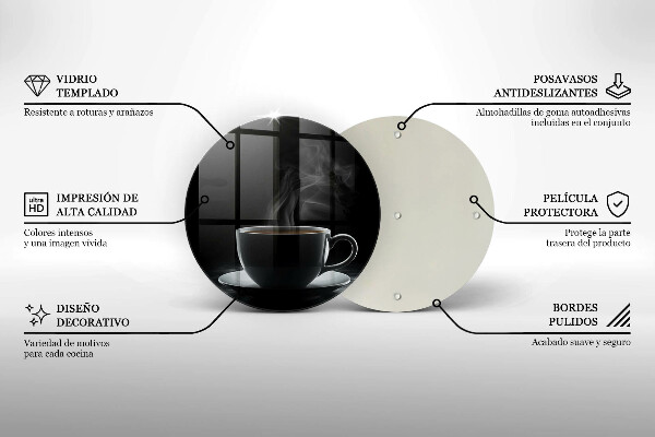 Üveg vágódeszka Forró csésze kávé