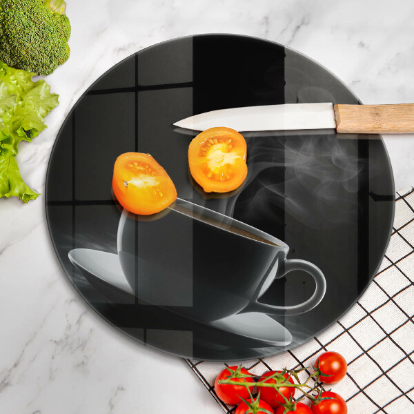Üveg vágódeszka Forró csésze kávé