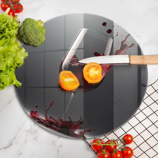 Üveg vágódeszka Vörösbor egy pohárban