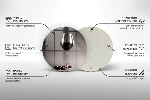 Üveg vágódeszka Üveg és szőlő