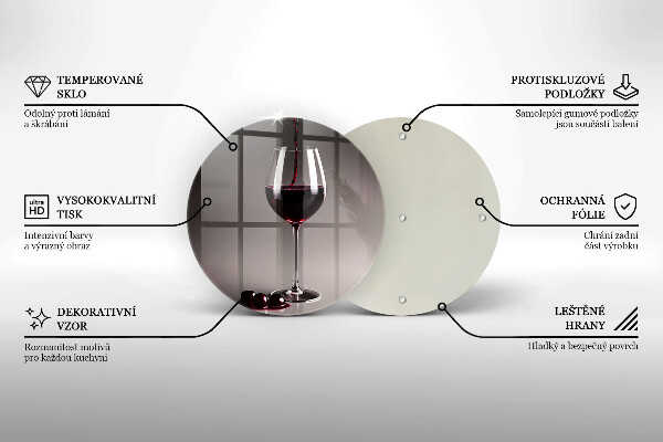 Üveg vágódeszka Üveg és szőlő