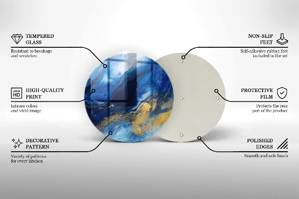 Üveg vágódeszka Kék márvány és arany