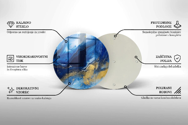Üveg vágódeszka Kék márvány és arany