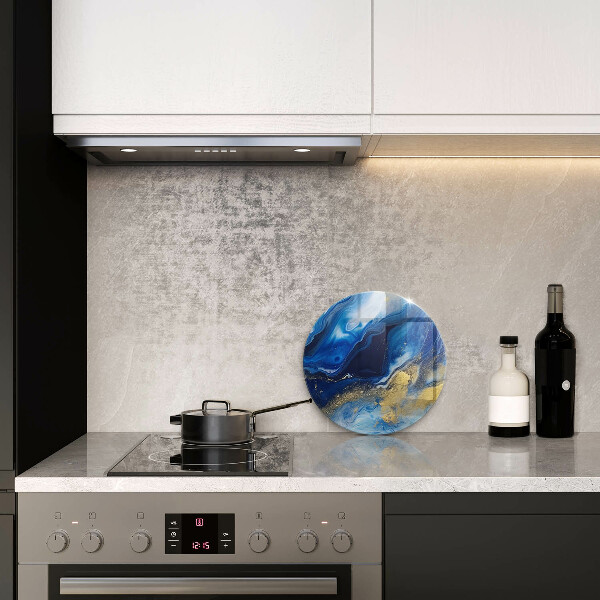 Üveg vágódeszka Kék márvány és arany