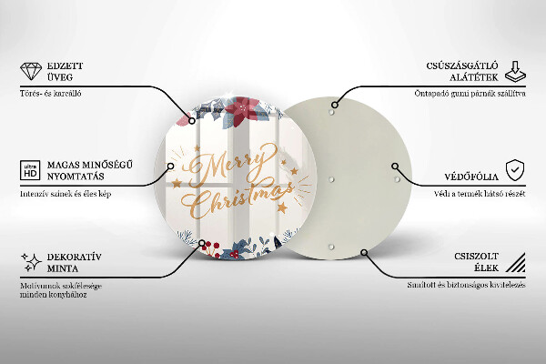 Üveg vágódeszka Merry Christmas