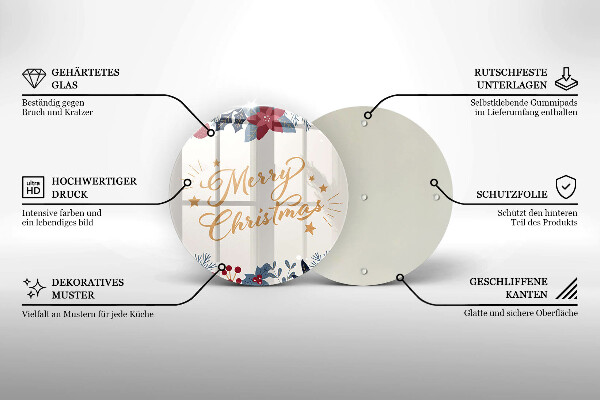 Üveg vágódeszka Merry Christmas