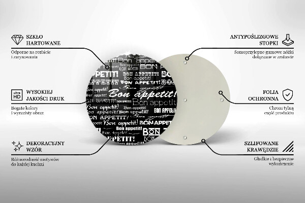 Üveg vágódeszka Konyhai feliratok Bon appetit