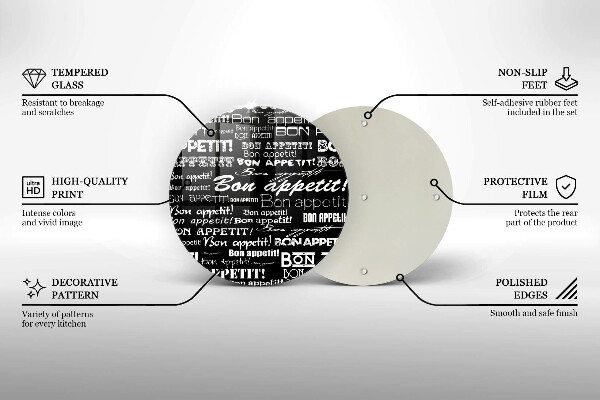 Üveg vágódeszka Konyhai feliratok Bon appetit