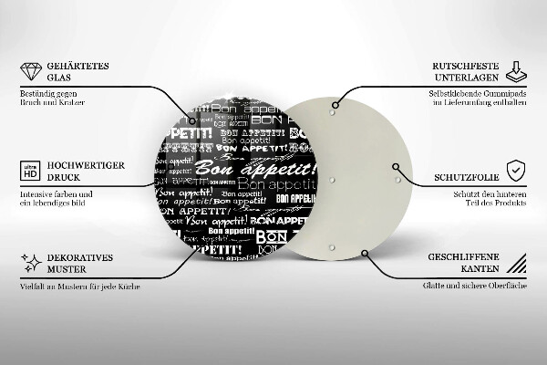 Üveg vágódeszka Konyhai feliratok Bon appetit