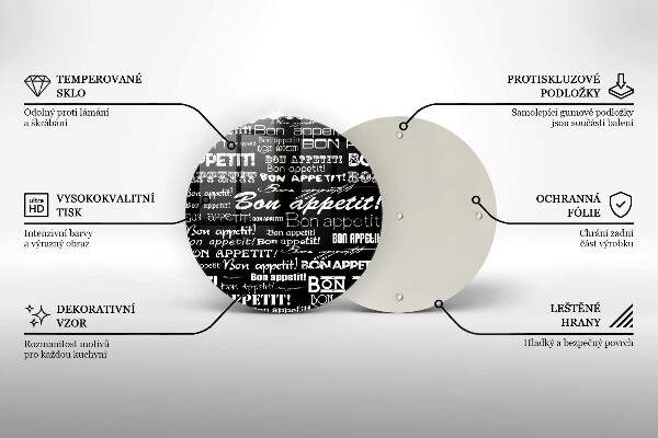 Üveg vágódeszka Konyhai feliratok Bon appetit