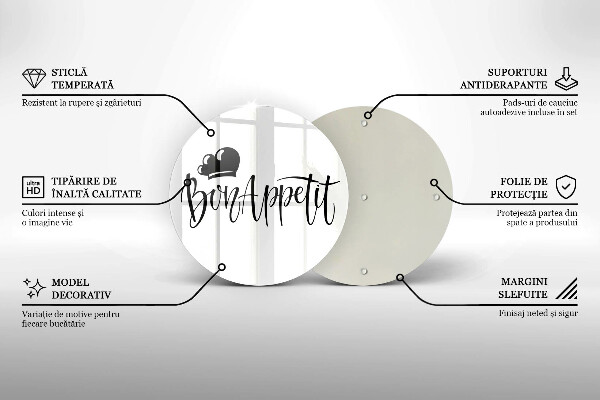 Üveg vágódeszka Bon Appetit felirat