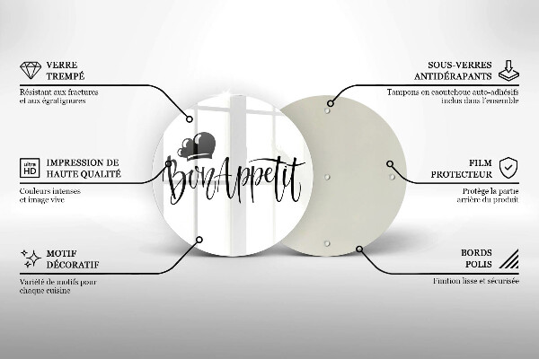 Üveg vágódeszka Bon Appetit felirat