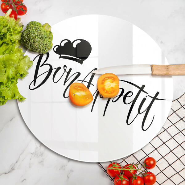 Üveg vágódeszka Bon Appetit felirat