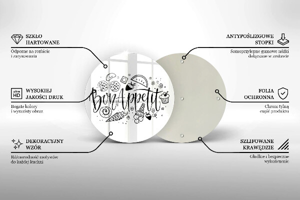Üveg vágódeszka Bon Appetit felirat