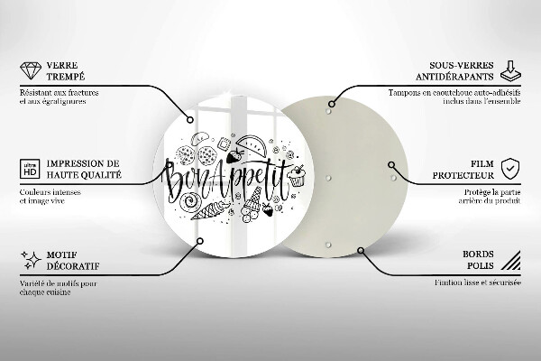 Üveg vágódeszka Bon Appetit felirat