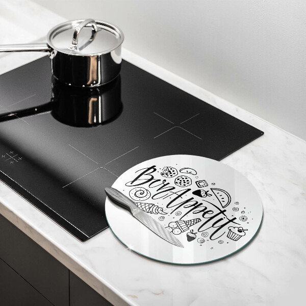 Üveg vágódeszka Bon Appetit felirat