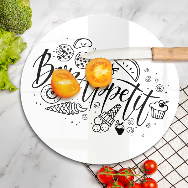 Üveg vágódeszka Bon Appetit felirat