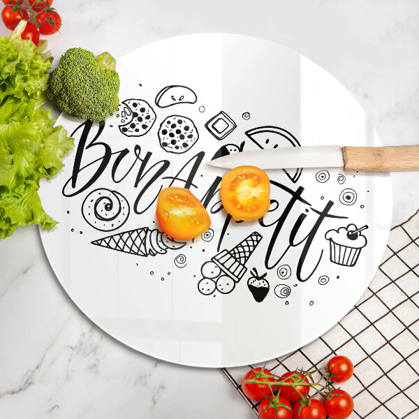 Üveg vágódeszka Bon Appetit felirat