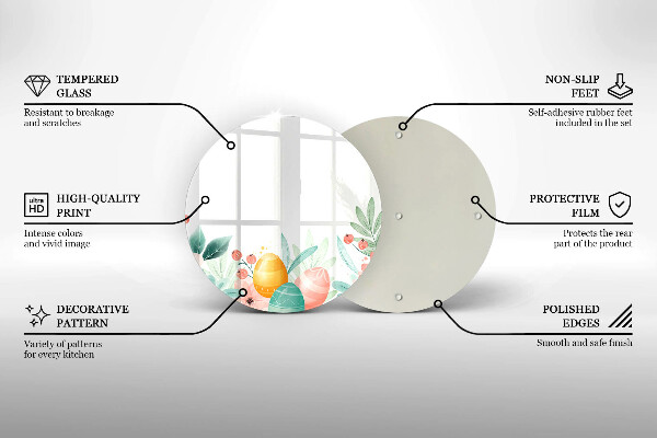 Üveg vágódeszka húsvéti tojás