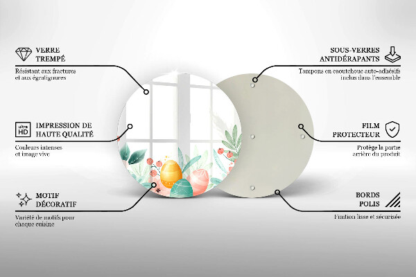 Üveg vágódeszka húsvéti tojás