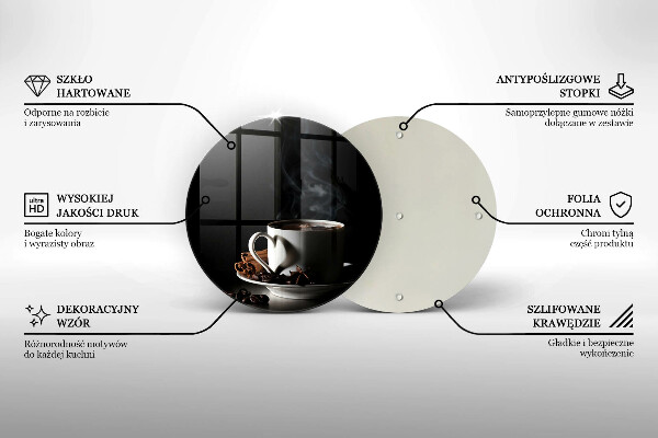 Üveg vágódeszka Egy csésze forró kávé