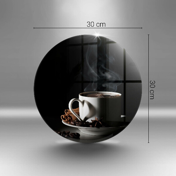 Üveg vágódeszka Egy csésze forró kávé