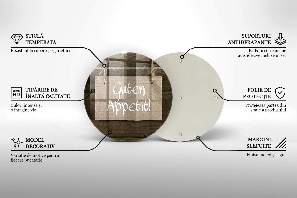 Üveg vágódeszka Guten Apetit felirat a táblákon