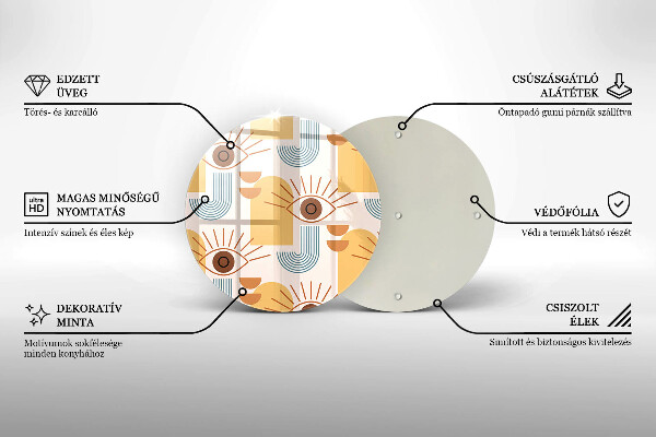 Üveg vágódeszka Boho szem minta