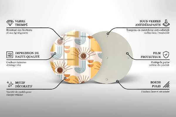 Üveg vágódeszka Boho szem minta