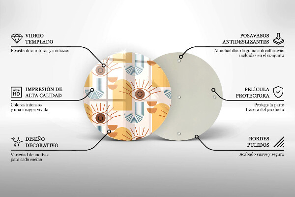 Üveg vágódeszka Boho szem minta