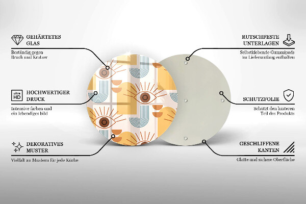 Üveg vágódeszka Boho szem minta