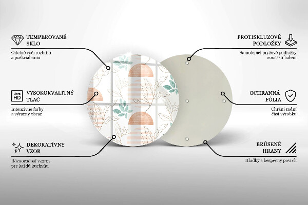 Üveg vágódeszka Boho levelek minta