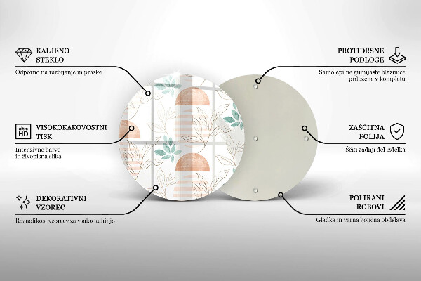 Üveg vágódeszka Boho levelek minta
