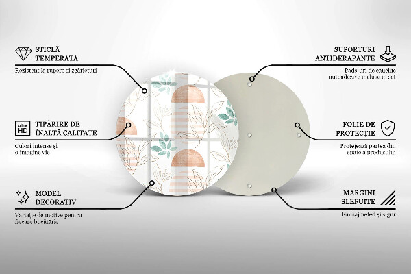 Üveg vágódeszka Boho levelek minta