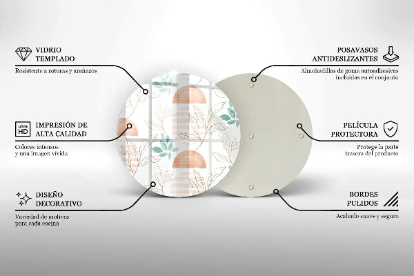 Üveg vágódeszka Boho levelek minta