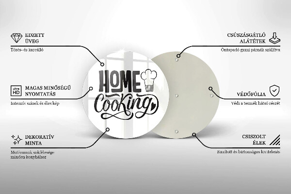 Üveg vágódeszka Home cooking