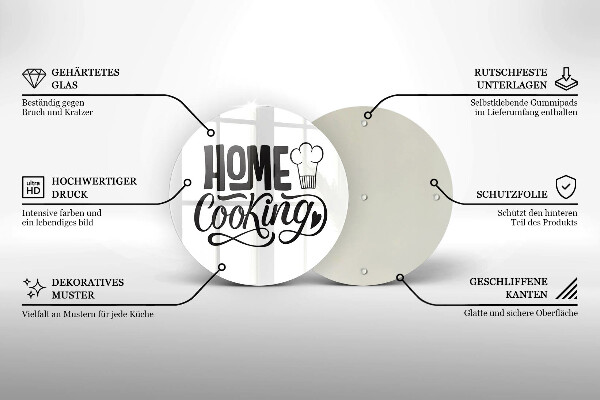 Üveg vágódeszka Home cooking