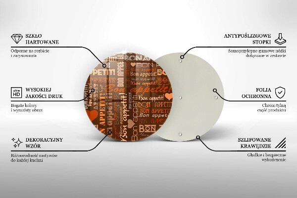 Üveg vágódeszka Bon appetit feliratok