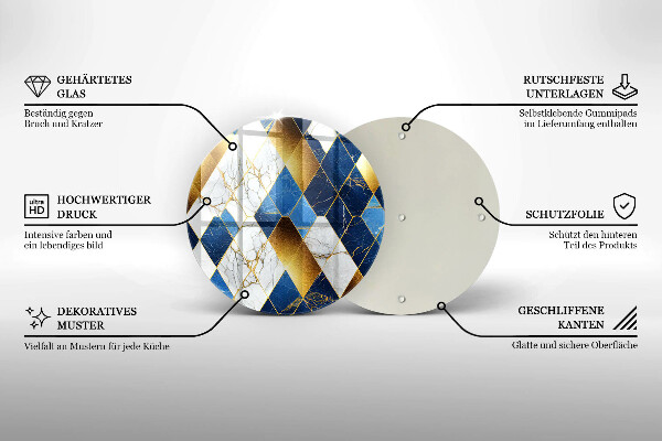 Üveg vágódeszka Arany márványrombuszok